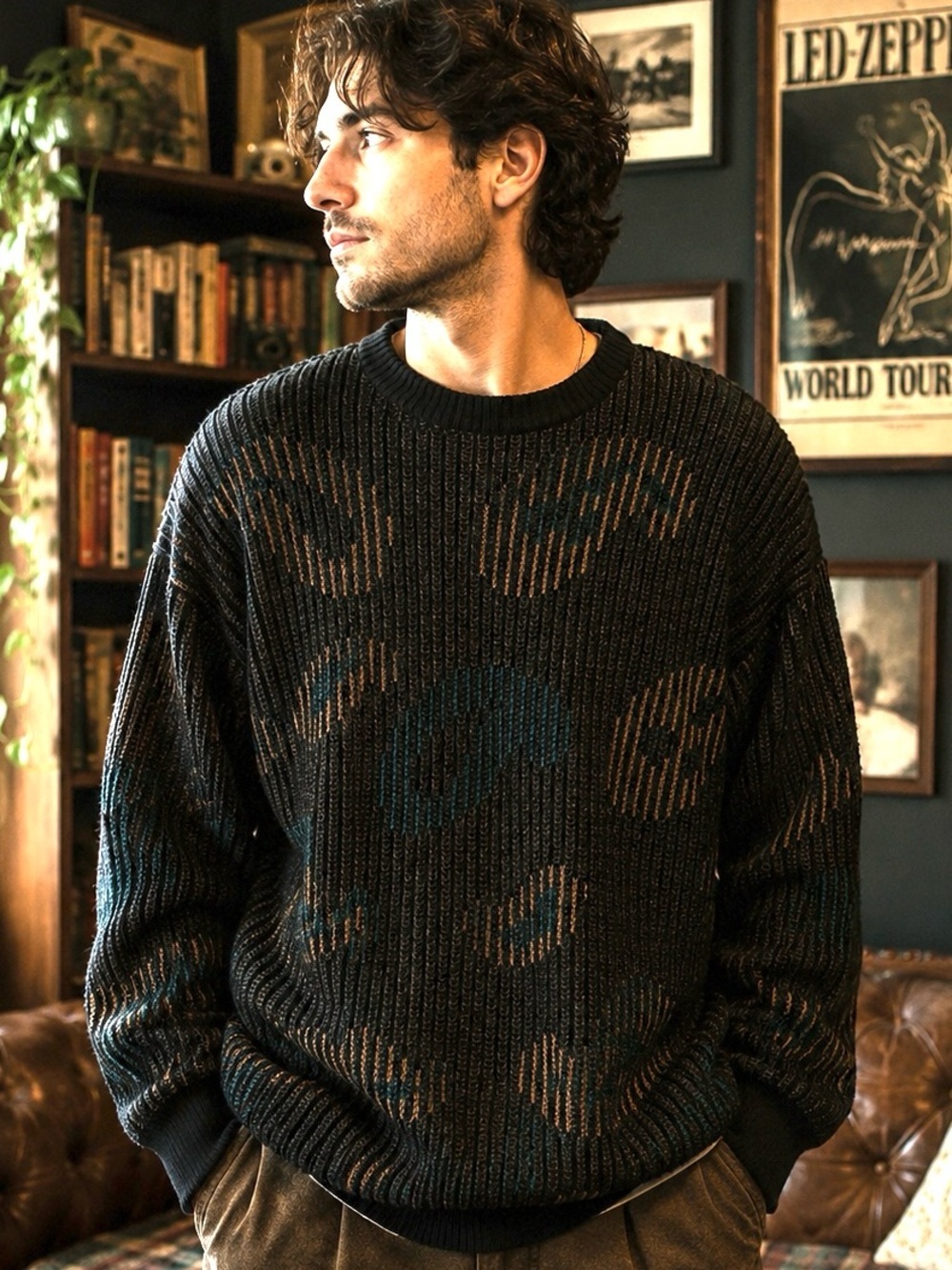 Vintage Tricots St. Raphael 100% Virgin Wool Abstract Sweater - Made in Uruguay
